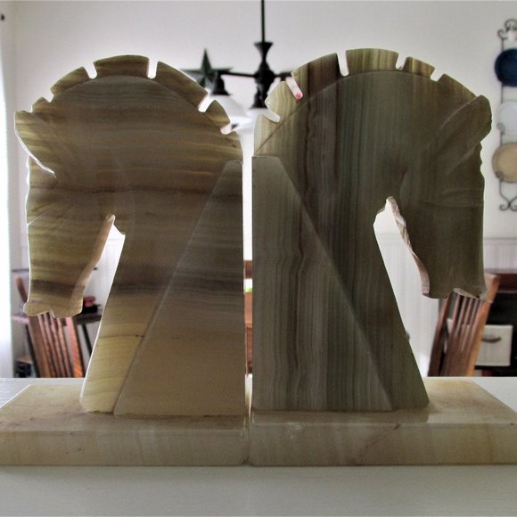 Marble Horse Book Ends
